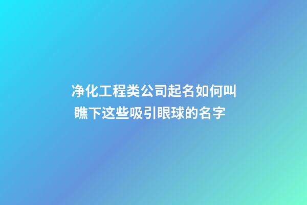 净化工程类公司起名如何叫 瞧下这些吸引眼球的名字-第1张-公司起名-玄机派